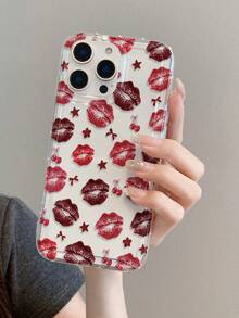 1pc Lip Print Cushion Transparent Anti-Drop Phone Case, TPU Material, Suitable As Holiday Gift, Compatible With Apple IPhone XS/XS Max/XR/11 12 13 14 15 16 Pro/17 Air/Pro Max/14 15 16 Plus, Unisex, Also Fits Samsung Phones - Multicolor - View 8