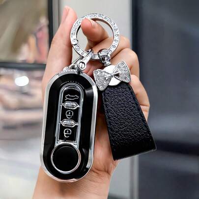 1 chiếc bao đựng chìa khóa xe hơi, vỏ/hộp đựng chìa khóa xe hơi bằng TPU mềm cho Fiat 500, Boyue, Bravo, Iveco, Olsen, vỏ điều khiển từ xa chìa khóa xe hơi cao cấp tinh tế, phù hợp cho nữ, khóa nơ trang nhã.