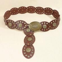 A Retro Rivet Round Belt For Ladies, A Bohemian-Style Corn-Eye Adjustable Waistband Belt, A Fashionable And Versatile Accessory For Vacation Photos - Multicolor - View 6