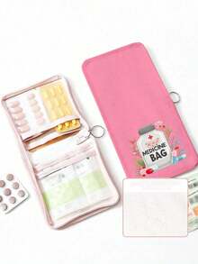 1pc Portable Medicine Bag, Compact Pill Organizer & Pill Pouch,Pills And Tablets Pattern Printing,Travel - Friendly Medication Storage For Daily/Outdoor/Travel, Essential For Health - Conscious & On - The - Go Users, Must - Have Medical Accessory,Multi Functional Fabric Small Medicine Bag