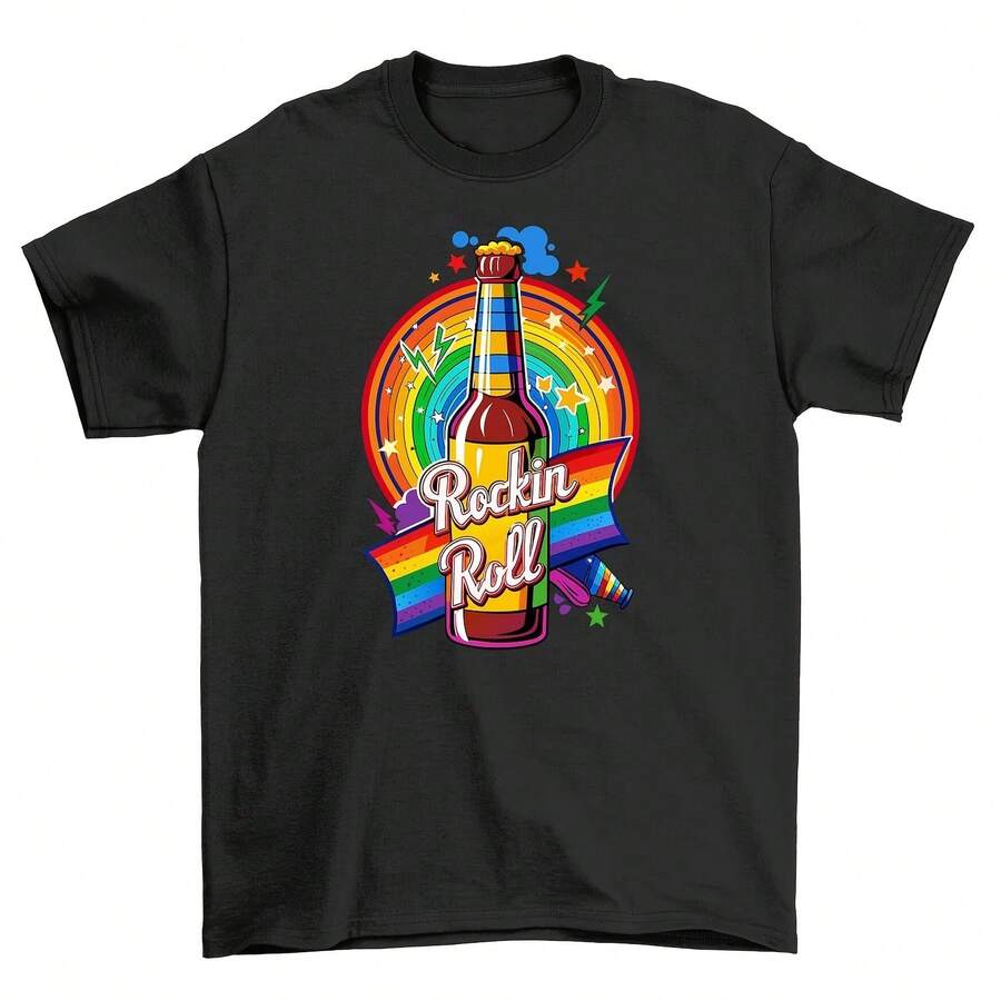 Pride_94 Rainbow And Beer T-Shirt - Cheers To Inclusivity! 100% Cotton, Unisex P - 款式7 - 查看 1