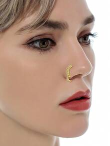 Set de 10 piezas de aros colgantes para la nariz con diseños de mariposa, corazón, luna, flor y estrella con cristales de circonia cúbica, pendientes de cartílago de tono dorado, 20G, para perforación corporal