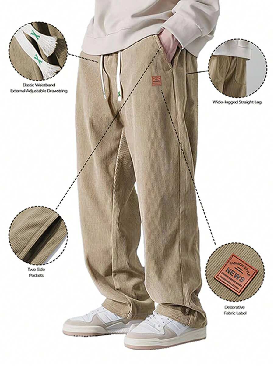 Men's Outdoor Casual Corduroy Pants, Comfortable Breathable Loose Straight-Leg Trousers, Fashionable For Spring & Autumn - Multicolor - View 1