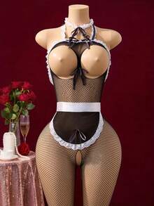 Đồ lót gợi cảm, trang phục hầu gái hở ngực, áo liền thân sexy, quần lót lưới, vớ sexy mới (kèm tạp dề), hoàn hảo cho buổi hẹn hò. - Nhiều màu - Xem 4