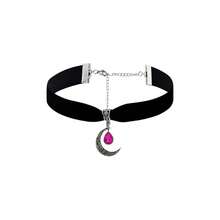Rrdaily Gothic Moon Crystal Necklace Punk Style Moon Pendant Necklaces Vintage Black Crescent Necklace Dark Gothic Necklaces Costume Jewelry New Year Jewelry For Women{Inchcolor_nameinch:InchPinkinch} - 粉色 - 查看 1