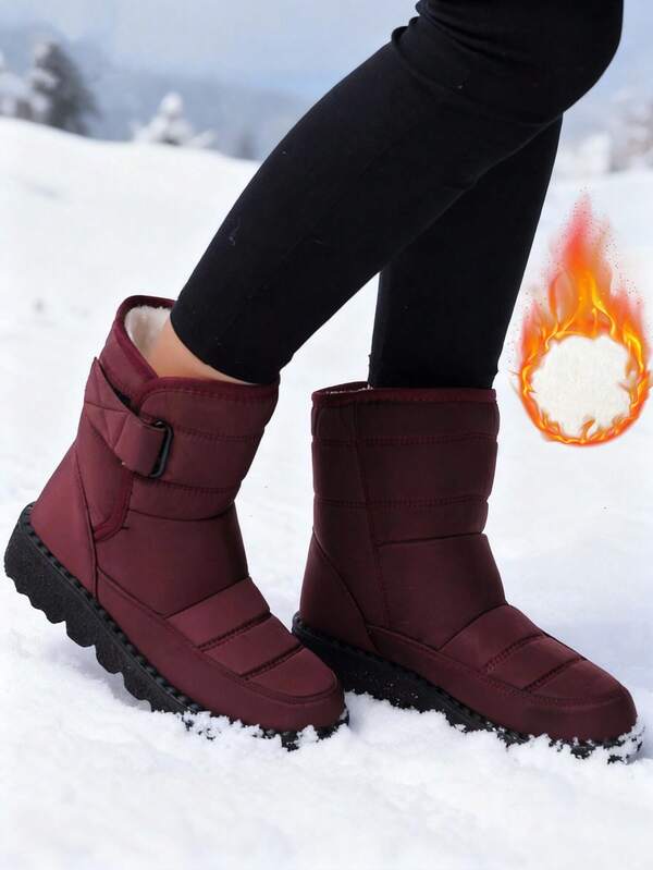 36-45 Plus Size Women Thick Warm Snow Boots, Short Shaft, Round Toe, Anti-Slip, Thick Lining, Winter Boots