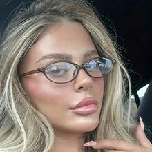 1pc Women's Small Oval Fashion Non-Prescription Glasses, Transparent Lenses, Multi-Color Series, Cute And Elegant, Suitable For Photos, Outfit Matching, Daily Use - 1個白色豹紋框白色平光 - 查看 5