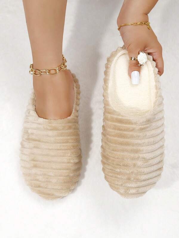 Fall/Winter Women's Fashion Plaid Fluffy Faux Fur House Slippers, Indoor Floor Covering Socks, Warm Lightweight Bedroom Slippers For Winter