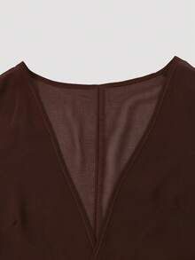 Women's Elegant Ditsy Floral Chiffon Dress With Shawl, 2 Pieces Set - Coffee Brown - View 7