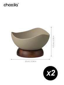 choxila 1个陶瓷甜点杯，粗陶小吃杯，木质带底座沙拉碗，冰淇淋碗，小吃盘，托盘，水果盘，酸奶杯，适合居家、下午茶、娱乐和斋月使用