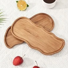 1 pieza Bandeja de madera de acacia, bandeja arcoíris, bandeja de té estilo europeo, bandeja de pan de cocina, bandeja de aperitivos de frutas para el té de la tarde, bandeja de servir y plato de madera maciza asimétrica, plato de cena de madera ligera, adecuada para desayuno, café, té, aperitivos, plantas, desayuno, decoración de habitaciones, accesorios de cocina, regalo ideal para Navidad, Halloween, Acción de Gracias