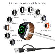 Cargador compatible con Apple Watch actualizado, carga rápida compatible con cargador de de 1 m, regalo magnético, esencial de viaje compatible con iWatch Series 11/10/9/8/7/6/SE/SE2/5/4/3/2, Ultra/SE