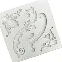 1pc Baroque European Embossed Frame Silicone Mold - Elegant Greek Key & Scroll Design, Gold & White Greek Letter Motif, Suitable For Plaster, Wax, Clay, Resin Greek/Roman Art Shaping - Grey - View 4