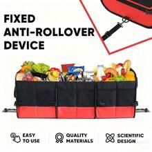 Black And Red Car Trunk Organizer, Heavy-Duty Foldable 95-Liter Capacity, Car Trunk Storage Bag With 4 Compartments And Adjustable Shoulder Straps, Perfect For Travel, Camping, Shopping, And Is Ideal For SUVs, Trucks, Cars, SUVs, And Minivans. - Black and White - View 6
