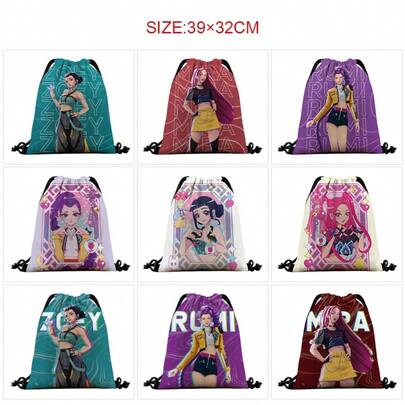 K-Pop Devil Hunter Girls Group Cartoon Anime Peripheriegerät Vollfarbige Kordelzugtasche Kordelzugrucksack Aufbewahrungstasche Sportrucksack Aufbewahrung Studentenrucksack