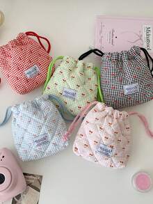 1个可爱绗缝相机包，CCD收纳袋，相机包，柔软材质，防摔防尘，小巧便携，适用于微单相机，简约便携，防摔防刮，多用途，适合户外使用，相机配件旅行必备，邮轮必备，宿舍必备，生日礼物，伴娘礼物，母亲节礼物，教师节礼物，返校礼物 - 彩色 - 查看 2