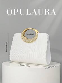 OpulAura 女士时尚闪亮水晶钻晚装手拿包，奢华闪亮钻石镶嵌礼服手提包，适合晚会、派对、约会、鸡尾酒会、生日派对、新娘配饰、生日礼物 - 白色 - 查看 5