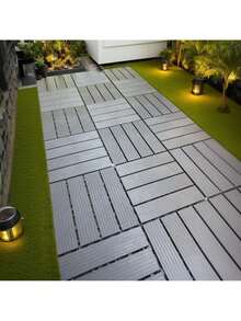 44 Pieces Of Interlocking Plastic Outdoor Flooring, Backyard Flooring.Outdoor Patio.Outdoor Walkway.Outdoor Floor Tiles.Waterproof Flooring.Outdoor Deck Tiles.Easy To Install, Sturdy PP Material, Suitable For Swimming Pools, Gardens. - Grey - View 8