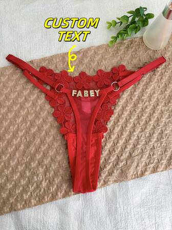 1 st personligt namn anpassad stringtrosa, kristallbokstäver med strassdekor, sexiga broderade bikiniunderkläder, blommiga T-ryggtrosor, specialtillverkade text-stringtrosor, present till flickvän, fru, bästa vän för alla hjärtans dag, jul, halloween, thanksgiving, födelsedag, årsdag, brudunderkläder