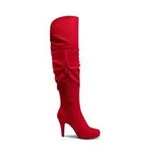 Women Fashion Thigh High Boots Comfortable Suede Leather High Heel Over The Knee Boots For Autumn & Winter Wearing - 紅色 - 查看 5