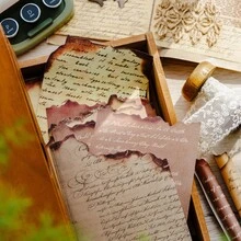 30pcs/Pack Vintage English Phrase Handwritten Burned Craft Asymmetrical Edge Scrapbooking Paper, Retro Music Notes, Letters, Butterflies, Distressed Diary & Journal Decorative DIY Background Material