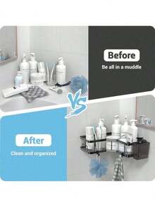 1 件免钻孔强力粘合转角淋浴架 - 防水防锈浴室收纳架，用于洗发水/肥皂/剃须刀，美观的浴室装饰转角架，2025 年冬季浴室必备三角架