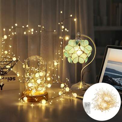 78.74英寸LED冰裂纹铜线装饰灯，适用于室内、房间、派对、婚礼、礼品、万圣节、感恩节、圣诞节装饰 - 无需电池，圣诞灯饰，LED灯带，房间装饰