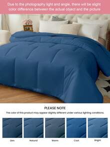 1件绗缝被 - 四季皆宜，羽绒替代品，四角带袢带，Oeko-Tex认证，皇家蓝