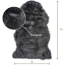 Sheepskin Long Hair 2x3 Ft | Bedside Rugs For Bedrooms, Sofa, Chair Or The Dining Table | Each Sheepskin Rug Isand Created By Nature | Small Fluffy Rug In Color Dark Grey - Multicolor 844 - View 2