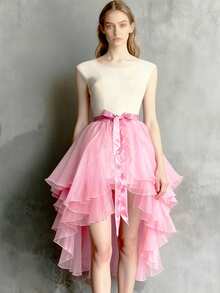 1pc Asymmetrical Hem Tuxedo Dress, Asymmetrical Mermaid Dress, Asymmetrical Puff Dress, Flowy Performance Dress, Glass-Like Maxi Dress, One-Piece Apron, Ruffled Layered Trailing Dress, Suitable For Weddings, Banquets, Performances, Parties, Bridal Party, Stage Shows, Cosplay, Travel Photography Props, Dance Recitals, Halloween Costumes Fall Clothes For Women