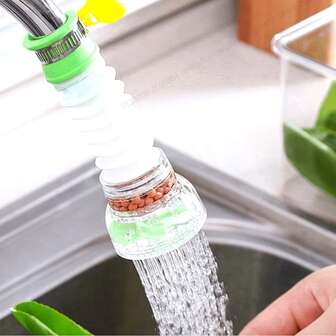 1pc Adjustable Faucet Shower Head In Multiple Colors (Green, Blue, Pink), With Rotatable Nozzle And Retractable Filter Sprayer, Anti-Splash Water Tap For Home Kitchen, Contemporary Style, Plastic Material, 1.18in Diameter, 4.72in Heighthousehold Items