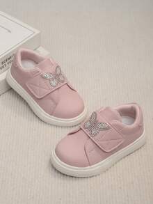 1 Pair New Girls' Sneakers, Baby Toddler Flat Shoes, Soft Bottom Shoes, Outdoor Sports Shoes, Cute Pink Skateboard Shoes, Classic Fashion Style - Pink - View 7