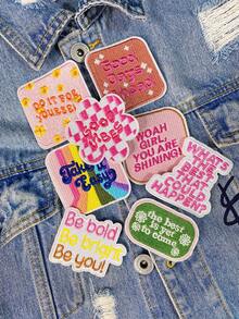 1 Bộ 3/8 miếng vá thêu hình trích dẫn đầy cảm hứng nhiều màu sắc hình cô gái dễ thương chữ cái tiếng Anh huy hiệu polyester đính quần áo tự làm miếng vá ủi may phụ kiện vải dán thích hợp cho ba lô, quần jean, áo khoác, áo phông, mũ, váy, v.v. - Nhiều màu - Xem 1