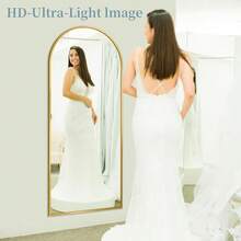 Full Length Mirror With Stand, 58"X18" Arched Full Body Mirror, Large Stand Up Aluminum Frame Floor Freestanding Hanging Leaning Mounted For Bedroom Living Room Entryway Gold - 金色 - 查看 6