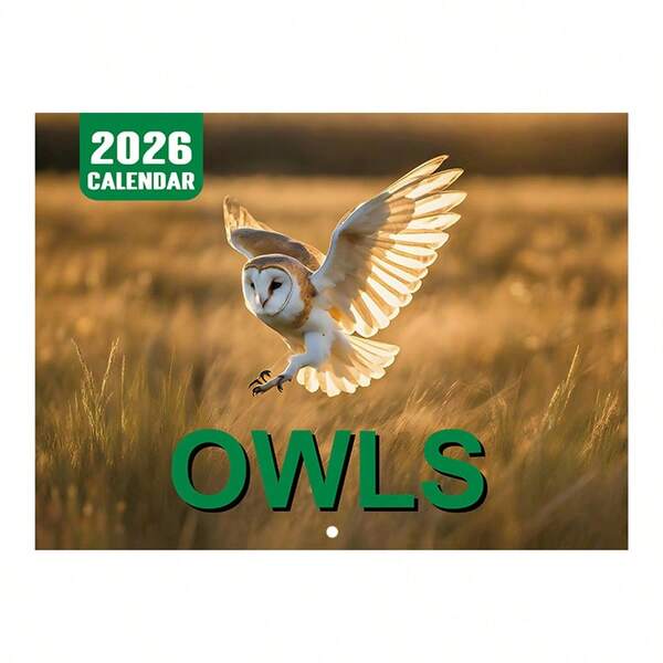 1pc 2026 Owl Wall Calendar, Collection Of Various Owls, 12 Months Wall-Mounted Calendar, Interesting Gift, Suitable For Home And Office Use