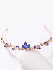 1pc Bridal Headpiece, Elegant Sparkling Crystal Crown Headband Wedding Hair Accessory, Crowns, Tiara - 4242 Royal Blue - View 2