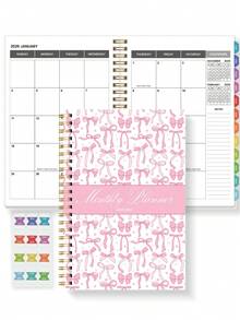 1pc Monthly Planner Calenar For 2026, Minimal 2-Year Monthly Planner With Monthly Overview,Notes,Task Tracker,Planner 2026 To 2027 Office Supplies For Women Desk Accessories, School Supplies Teacher Appreciation Gift Mother's Day - Multicolor - View 14