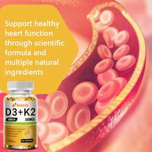 Cápsulas blandas de vitamina K2 + D3 - Favorecen la salud de huesos y articulaciones - Para hombres y mujeres - 120 cápsulas blandas - 1 botella - Ver 6