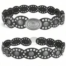 A Retro Rivet Round Belt For Ladies, A Bohemian-Style Corn-Eye Adjustable Waistband Belt, A Fashionable And Versatile Accessory For Vacation Photos - Multicolor - View 3