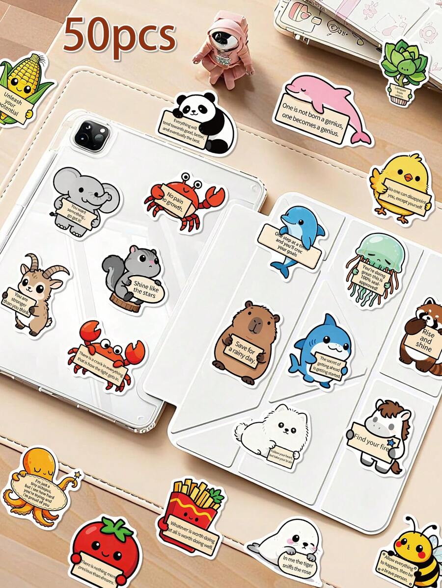 50/100 Stücke süße Tier Cartoon Charakter wasserfeste Aufkleber, kreative DIY Dekoration für Laptop, Tablet, Skateboard, Schulanfang, Geburtstag, Weihnachten, Halloween, lustiges Geschenk für Familie, Freunde, Party, Sommer Campus