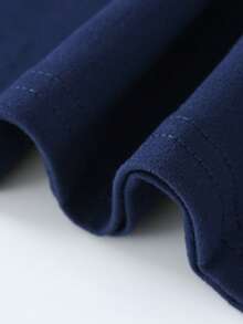 1 buah Kaos Lengan Pendek Anak Laki-laki dengan Tulisan Inspiratif, Nyaman dan Bernapas, Pakaian Kasual untuk Musim Panas - Navy Blue - View 5