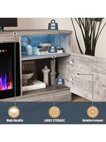 [2 Packages Shipping]Modern Fireplace TV Stand With 36" Electric Fireplace, And Storage Cabinet For TVs Up To 80" - High Gloss Wood Design For Living Room,Thanksgiving,Christmas  Gift - 查看 4