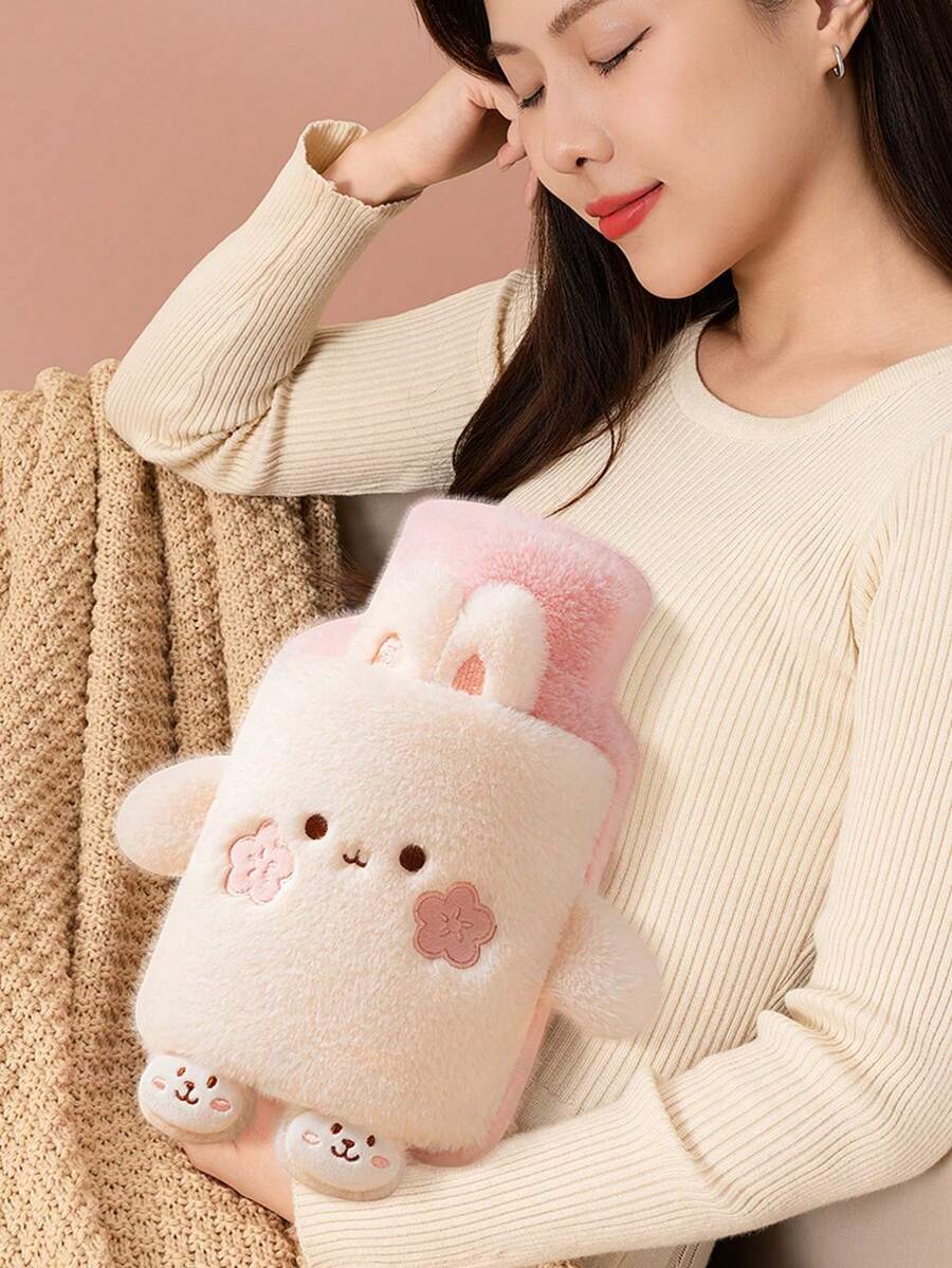 1 pieza Bolsa de agua caliente de piel sintética premium de 1000ml para alivio del dolor y comodidad - Perfecto para cuello, espalda, hombros, piernas y calambres menstruales, para calentar el vientre/manos/útero, Set de 2: Bolsa de agua caliente de PVC + 1 funda de peluche a prueba de explosiones