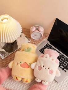 1 pieza Bolsa de agua caliente de piel sintética premium de 1000ml para alivio del dolor y comodidad - Perfecto para cuello, espalda, hombros, piernas y calambres menstruales, para calentar el vientre/manos/útero, Set de 2: Bolsa de agua caliente de PVC + 1 funda de peluche a prueba de explosiones