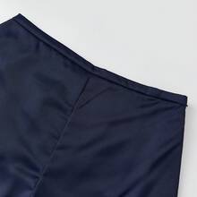 Pantalones cortos de encaje de satén Y2K para mujeres, pantalones cortos casuales de seda, adecuados para el ocio diario en el hogar y salir a usar - Azul oscuro - Ver 7