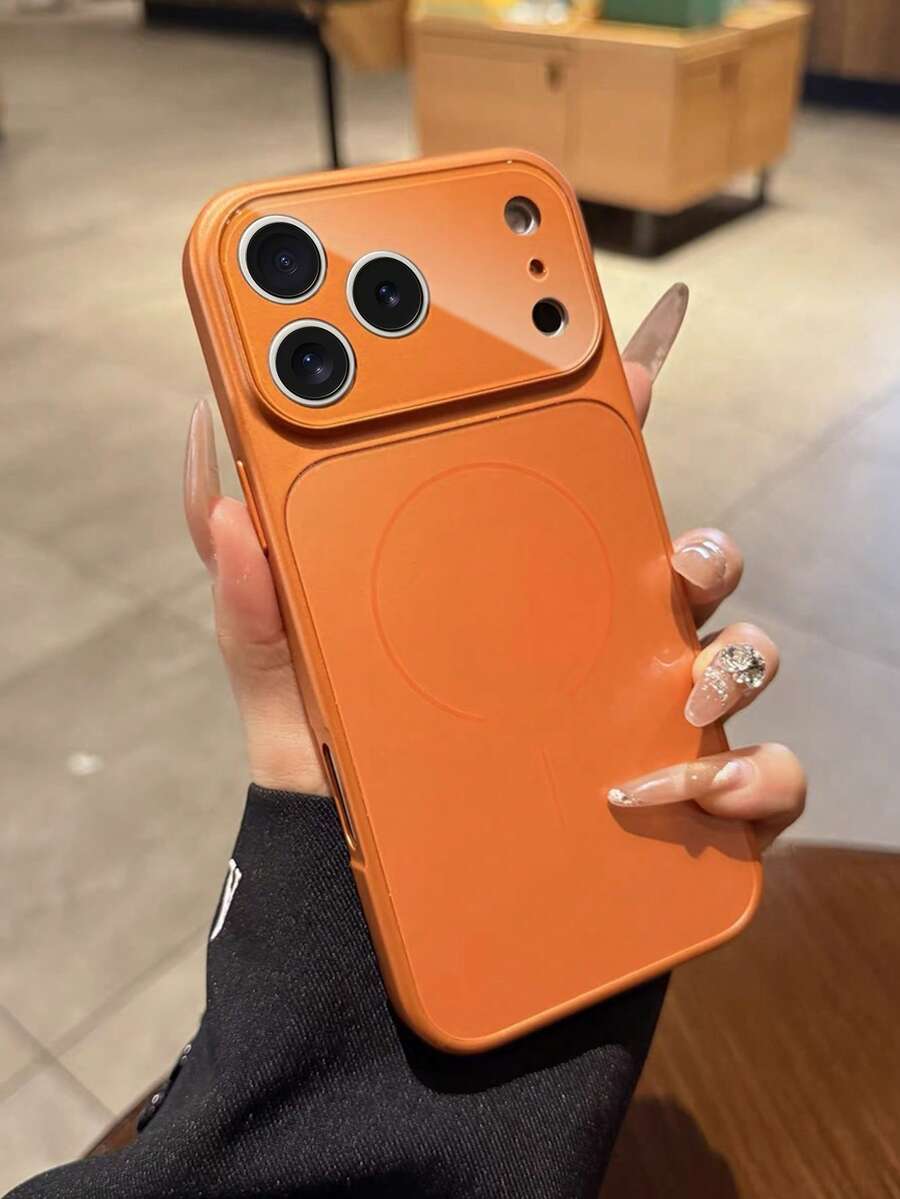 El vidrio esmerilado grande es adecuado para la funda del teléfono Apple 17promaxip17 con función magnética antihuellas - Naranja - Ver 1