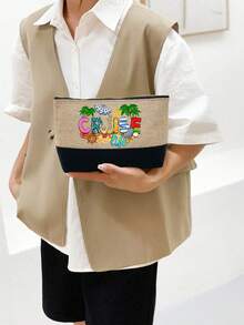 Ensemble de sacs de plage pour femme, imprimé plage, grand sac à main et deux trousses de maquillage, sac de voyage pour vacances, week-end, court séjour, cadeau d'anniversaire personnalisé pour une amie, idéal pour un mariage, un anniversaire, des vacances, un cadeau idéal pour les femmes, les mamans, les enseignantes, les amies, les demoiselles d'honneur, les étudiantes, la rentrée scolaire, un cadeau pour la meilleure amie, un souvenir de la mariée (avec foulard).