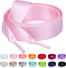 Flat Colorful Satin Shoelaces, 3/ 4inch Width, Women's/Girls' Shoelaces, White, 47inch (120) Cm: Clothing, Shoes, And Jewelry - Ribbon Pink - 查看 8