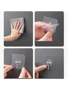 10/1pc Transparent Waterproof Adhesive Hook, No Drill Removable Moisture-Proof Hook, Suitable For Living Room, Kitchen, Bathroom, Dorm, Washroom, Wall, Adhesive No Drill Hook, Gift For Friends And Family