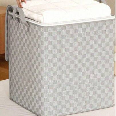 可折叠衣物收纳袋，带提手，大容量，透气衣柜收纳盒，带提手和拉链，加固便携式收纳袋，可存放毯子、床上用品，节省空间的衣柜整理器，适用于卧室、家庭、宿舍，可存放床上用品，也可作为洗衣篮和干净衣物/玩具收纳篮使用。